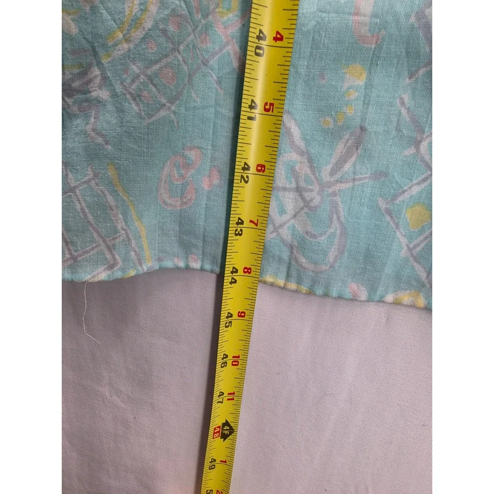 Vintage Gilligan O'Malley Nightgown M Blue Pastel Abstract Cotton Blend USA Made